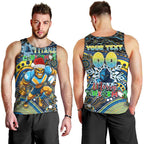 Merry Christmas Gold Coast Titans Men Tank Top Aboriginal Santa Rugby Mascot - Light Blue