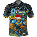Merry Christmas Gold Coast Titans Polo Shirt Aboriginal Santa Rugby Mascot - Light Blue