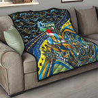Merry Christmas Gold Coast Titans Quilt Aboriginal Santa Rugby Mascot - Light Blue