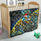 Merry Christmas Gold Coast Titans Quilt Aboriginal Santa Rugby Mascot - Light Blue