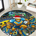 Merry Christmas Gold Coast Titans Round Carpet Aboriginal Santa Rugby Mascot - Light Blue