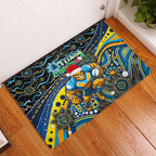 Merry Christmas Gold Coast Titans Rubber Doormat Aboriginal Santa Rugby Mascot - Light Blue