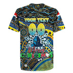 Merry Christmas Gold Coast Titans Rugby Jersey Aboriginal Santa Rugby Mascot - Light Blue