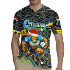 Merry Christmas Gold Coast Titans Rugby Jersey Aboriginal Santa Rugby Mascot - Light Blue