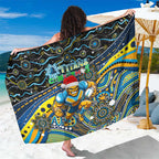 Merry Christmas Gold Coast Titans Sarong Aboriginal Santa Rugby Mascot - Light Blue