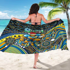 Merry Christmas Gold Coast Titans Sarong Aboriginal Santa Rugby Mascot - Light Blue