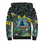 Merry Christmas Gold Coast Titans Sherpa Hoodie Aboriginal Santa Rugby Mascot - Light Blue
