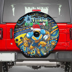 Merry Christmas Gold Coast Titans Spare Tire Cover Aboriginal Santa Rugby Mascot - Light Blue