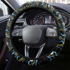 Merry Christmas Gold Coast Titans Steering Wheel Cover Aboriginal Santa Rugby Mascot - Light Blue