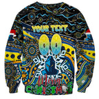 Merry Christmas Gold Coast Titans Sweatshirt Aboriginal Santa Rugby Mascot - Light Blue