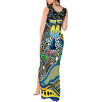 Merry Christmas Gold Coast Titans Tank Maxi Dress Aboriginal Santa Rugby Mascot - Light Blue