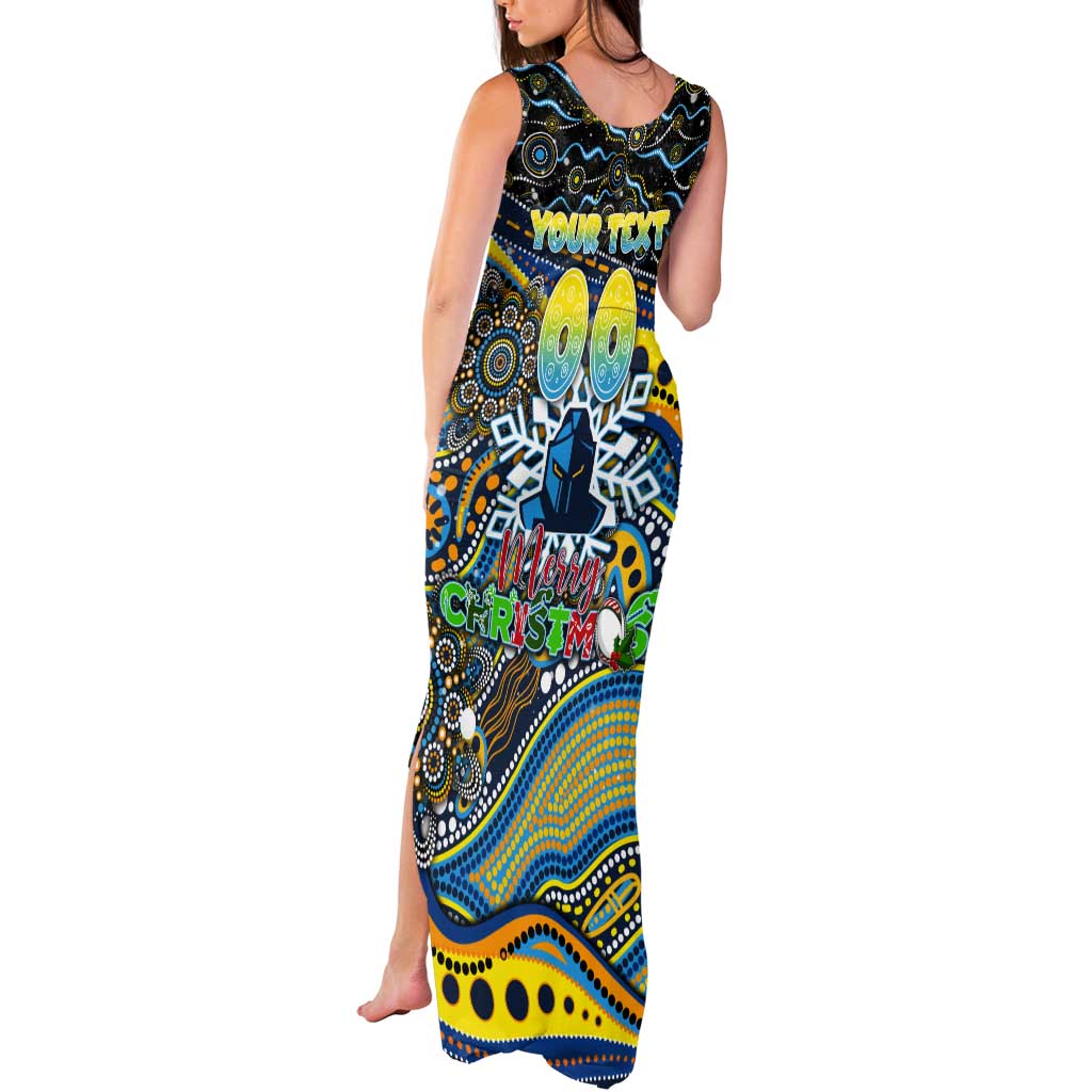 Merry Christmas Gold Coast Titans Tank Maxi Dress Aboriginal Santa Rugby Mascot - Light Blue