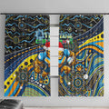 Merry Christmas Gold Coast Titans Window Curtain Aboriginal Santa Rugby Mascot - Light Blue