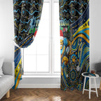 Merry Christmas Gold Coast Titans Window Curtain Aboriginal Santa Rugby Mascot - Light Blue