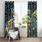 Merry Christmas Gold Coast Titans Window Curtain Aboriginal Santa Rugby Mascot - Light Blue