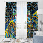 Merry Christmas Gold Coast Titans Window Curtain Aboriginal Santa Rugby Mascot - Light Blue