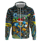 Merry Christmas Gold Coast Titans Zip Hoodie Aboriginal Santa Rugby Mascot - Light Blue