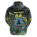 Merry Christmas Gold Coast Titans Zip Hoodie Aboriginal Santa Rugby Mascot - Light Blue