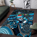 Merry Christmas Sharks Area Rug Aboriginal Santa Rugby Mascot - Cronulla Sutherland