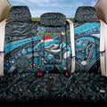 Merry Christmas Sharks Back Car Seat Cover Aboriginal Santa Rugby Mascot - Cronulla Sutherland