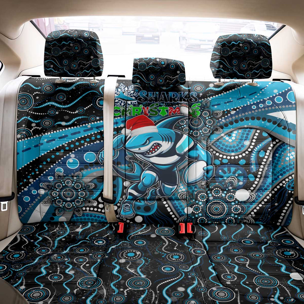 Merry Christmas Sharks Back Car Seat Cover Aboriginal Santa Rugby Mascot - Cronulla Sutherland
