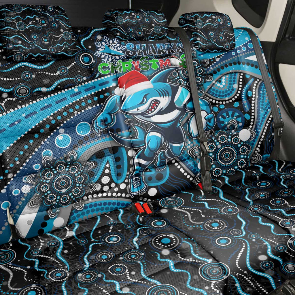 Merry Christmas Sharks Back Car Seat Cover Aboriginal Santa Rugby Mascot - Cronulla Sutherland