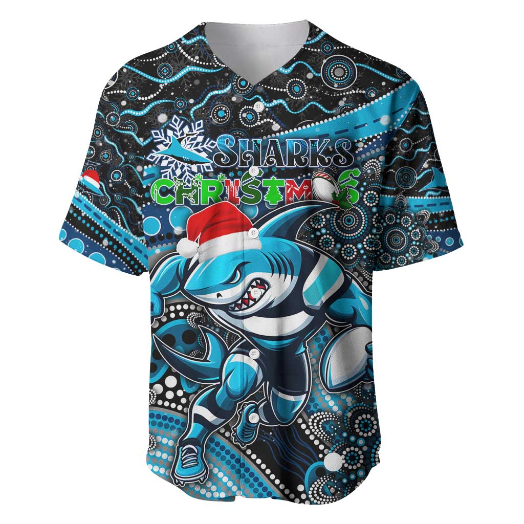 Merry Christmas Sharks Baseball Jersey Aboriginal Santa Rugby Mascot - Cronulla Sutherland