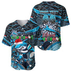 Merry Christmas Sharks Baseball Jersey Aboriginal Santa Rugby Mascot - Cronulla Sutherland