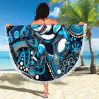 Merry Christmas Sharks Beach Blanket Aboriginal Santa Rugby Mascot - Cronulla Sutherland
