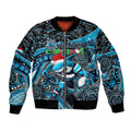 Merry Christmas Sharks Bomber Jacket Aboriginal Santa Rugby Mascot - Cronulla Sutherland