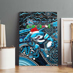 Merry Christmas Sharks Canvas Wall Art Aboriginal Santa Rugby Mascot - Cronulla Sutherland