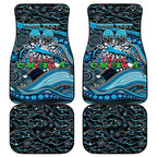 Merry Christmas Sharks Car Mats Aboriginal Santa Rugby Mascot - Cronulla Sutherland