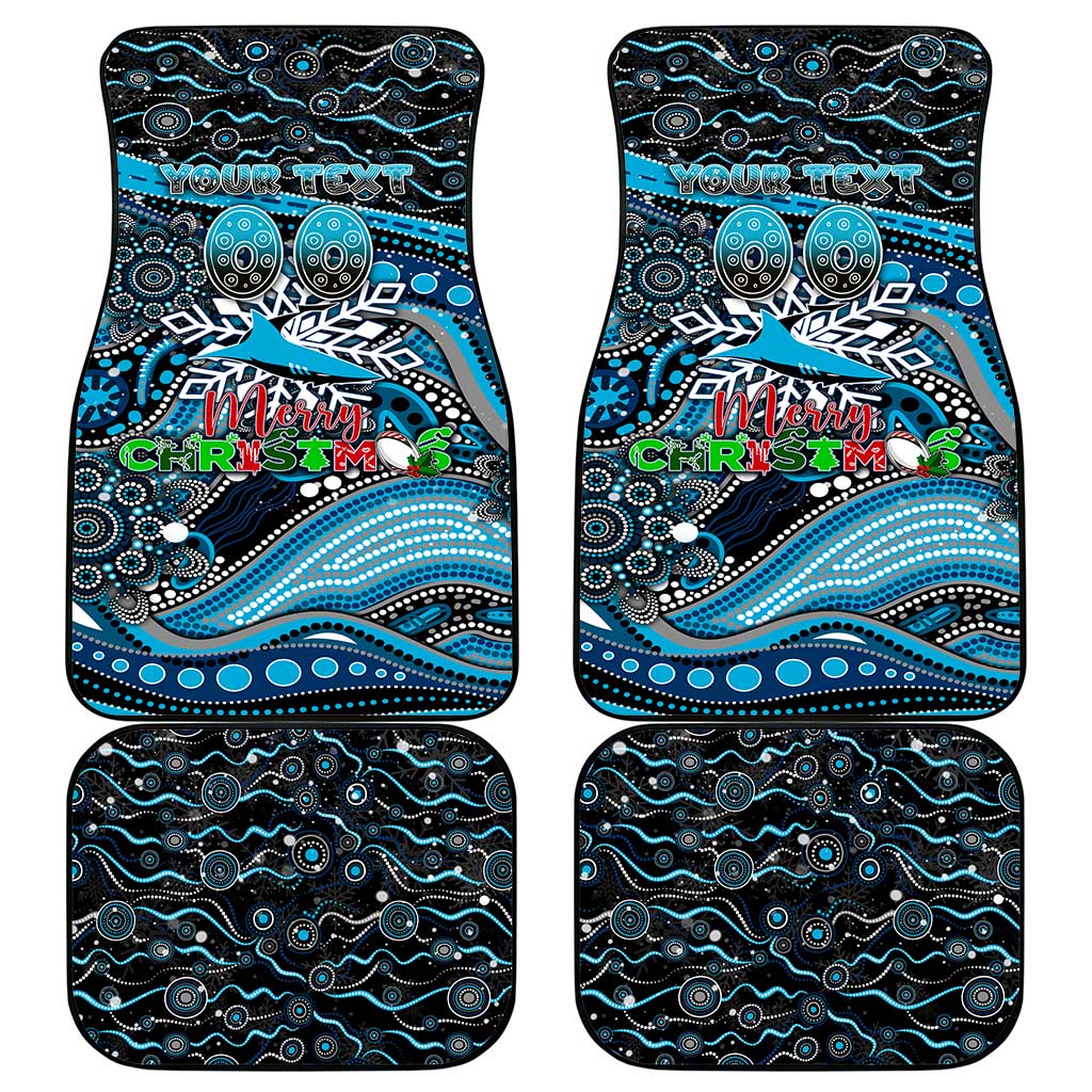 Merry Christmas Sharks Car Mats Aboriginal Santa Rugby Mascot - Cronulla Sutherland