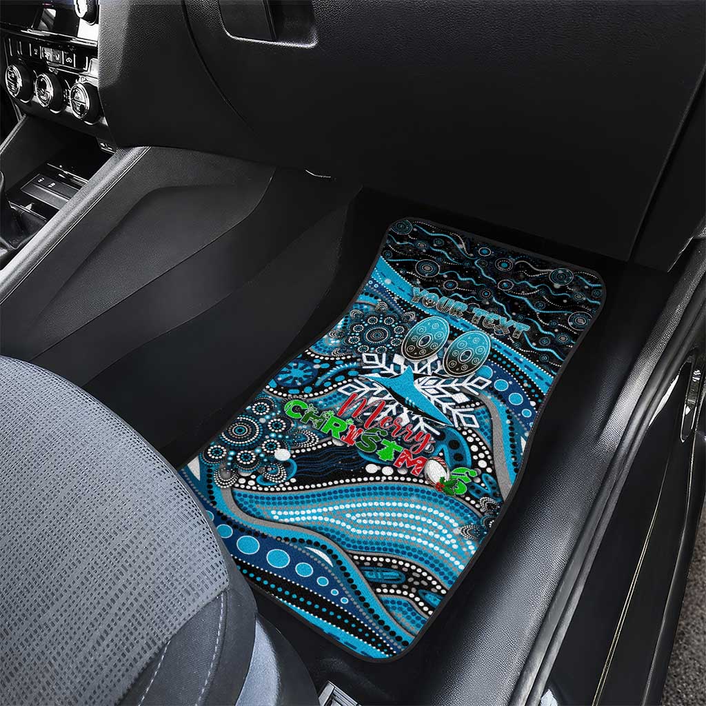 Merry Christmas Sharks Car Mats Aboriginal Santa Rugby Mascot - Cronulla Sutherland