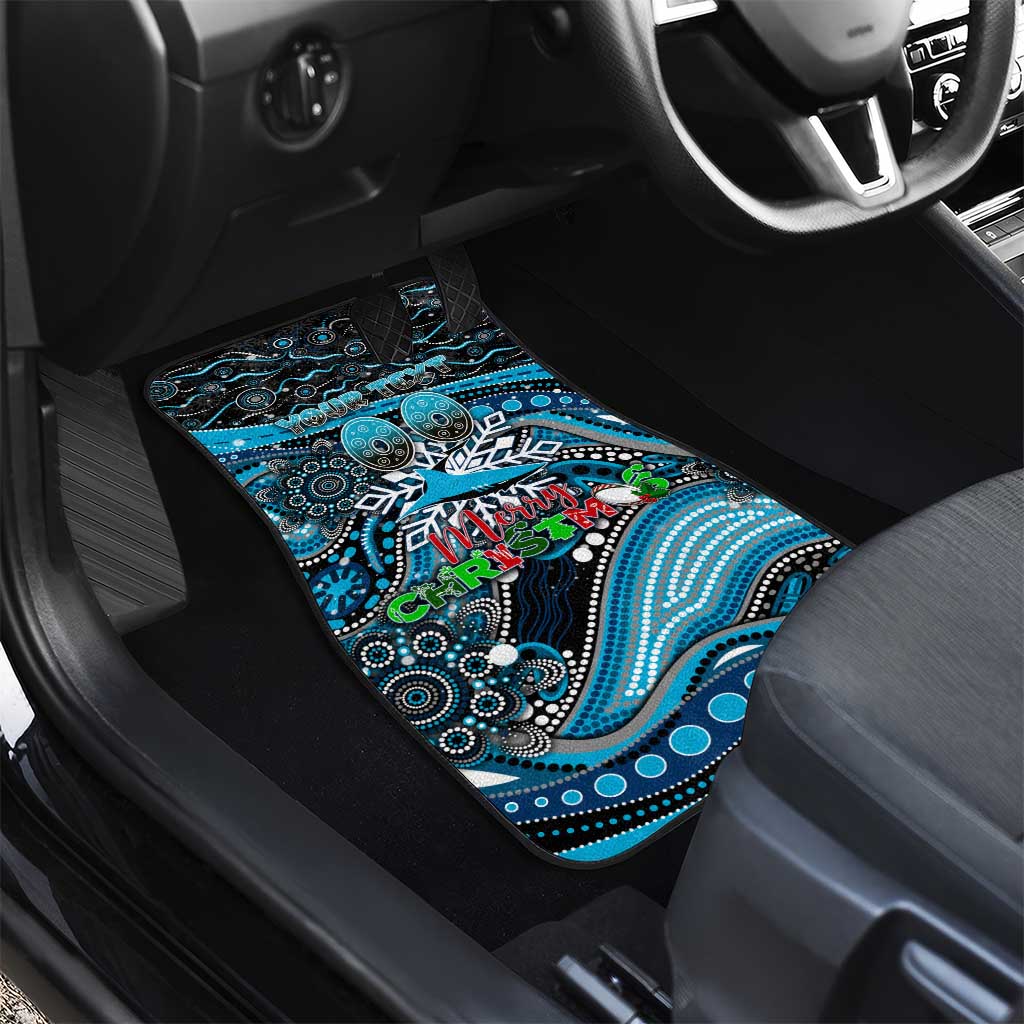 Merry Christmas Sharks Car Mats Aboriginal Santa Rugby Mascot - Cronulla Sutherland