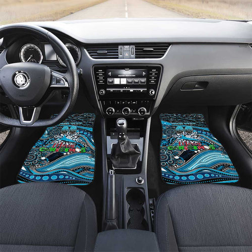 Merry Christmas Sharks Car Mats Aboriginal Santa Rugby Mascot - Cronulla Sutherland