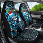 Merry Christmas Sharks Car Seat Cover Aboriginal Santa Rugby Mascot - Cronulla Sutherland