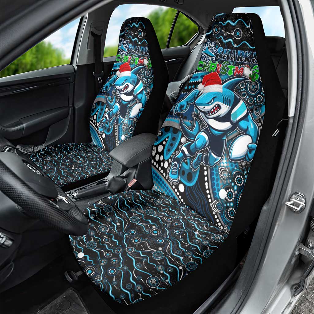 Merry Christmas Sharks Car Seat Cover Aboriginal Santa Rugby Mascot - Cronulla Sutherland