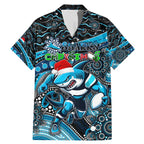 Merry Christmas Sharks Family Matching Mermaid Dress and Hawaiian Shirt Aboriginal Santa Rugby Mascot - Cronulla Sutherland