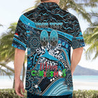 Merry Christmas Sharks Hawaiian Shirt Aboriginal Santa Rugby Mascot - Cronulla Sutherland