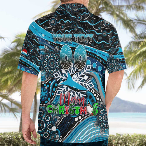 Merry Christmas Sharks Hawaiian Shirt Aboriginal Santa Rugby Mascot - Cronulla Sutherland
