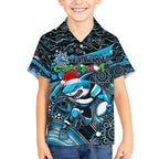 Merry Christmas Sharks Hawaiian Shirt Aboriginal Santa Rugby Mascot - Cronulla Sutherland