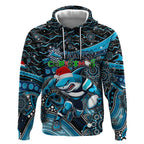 Merry Christmas Sharks Hoodie Aboriginal Santa Rugby Mascot - Cronulla Sutherland