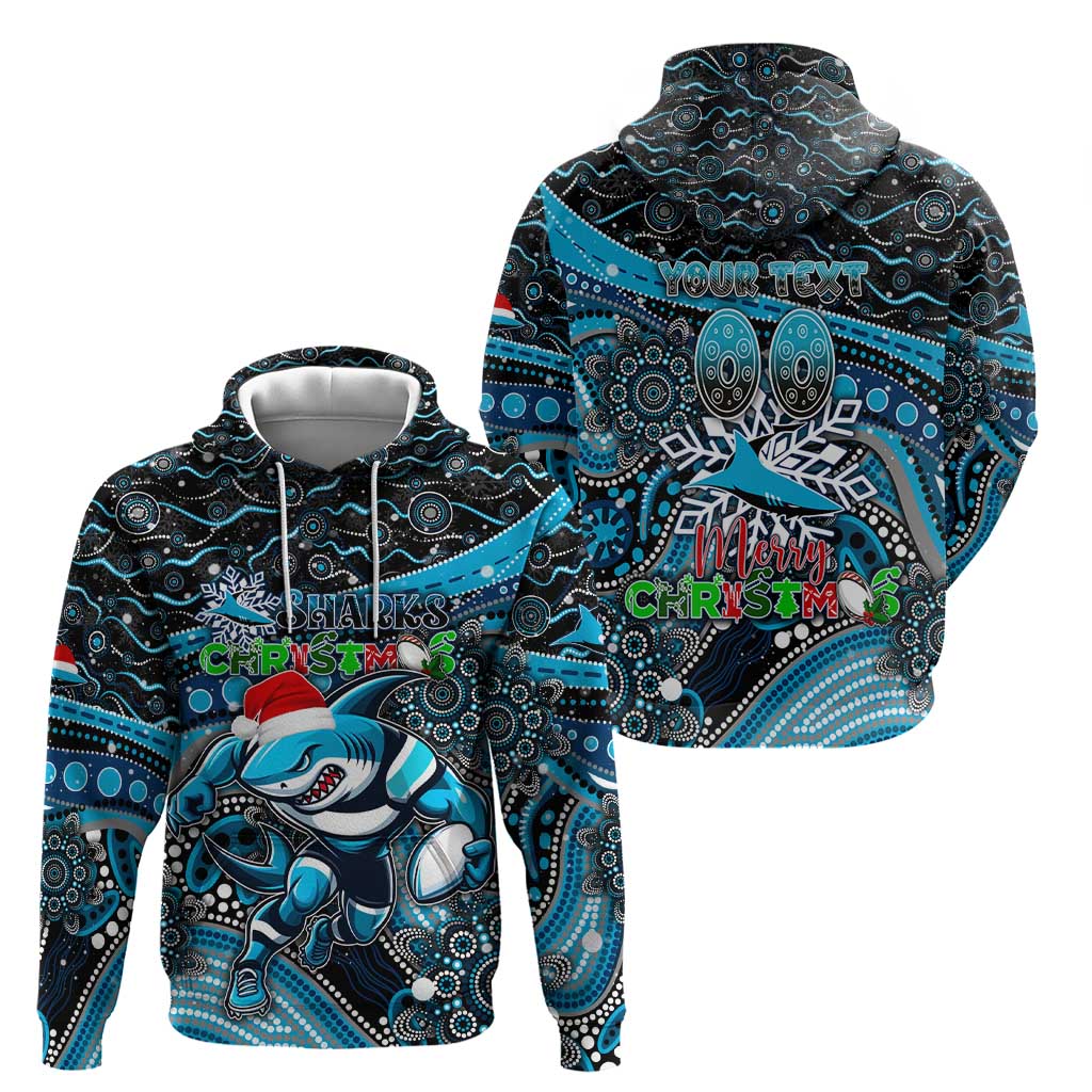 Merry Christmas Sharks Hoodie Aboriginal Santa Rugby Mascot - Cronulla Sutherland