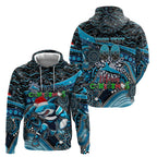 Merry Christmas Sharks Hoodie Aboriginal Santa Rugby Mascot - Cronulla Sutherland