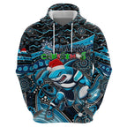Merry Christmas Sharks Hoodie Aboriginal Santa Rugby Mascot - Cronulla Sutherland