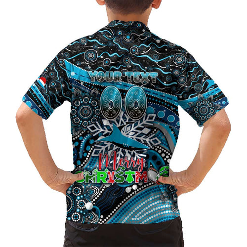Merry Christmas Sharks Kid Hawaiian Shirt Aboriginal Santa Rugby Mascot - Cronulla Sutherland