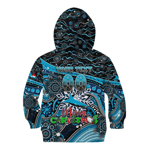 Merry Christmas Sharks Kid Hoodie Aboriginal Santa Rugby Mascot - Cronulla Sutherland