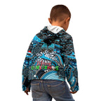 Merry Christmas Sharks Kid Hoodie Aboriginal Santa Rugby Mascot - Cronulla Sutherland