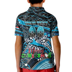 Merry Christmas Sharks Kid Polo Shirt Aboriginal Santa Rugby Mascot - Cronulla Sutherland